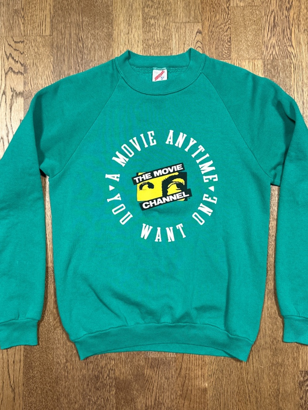 Vintage 90s TMC The Movie Channel Logo Movie Anytime Jerzees Sweatshirt Mens M